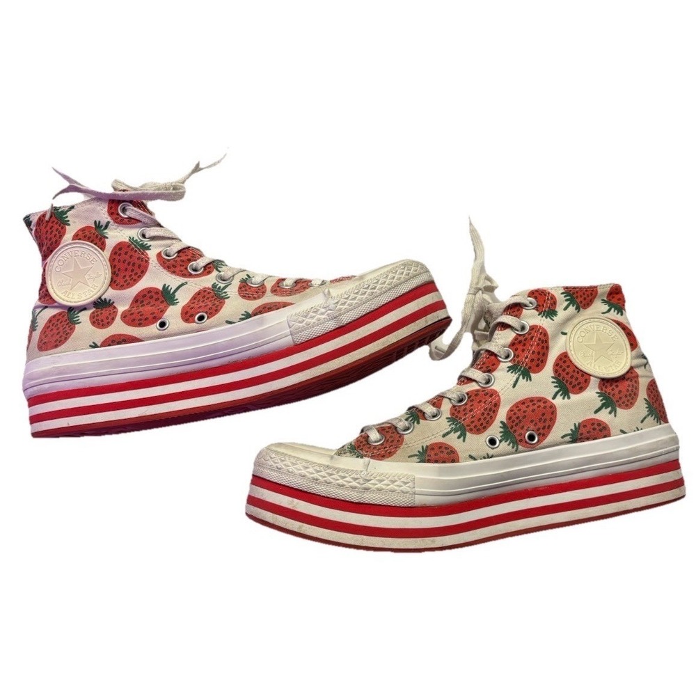 Converse x Marimekko Platform Sneakers Strawberry Print Red White Womens 11 M 9